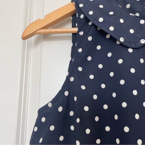Navy Blue and White Polka Dot Blouse - Picture 4 of 7
